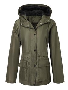 Women's Solid Button Front Drawstring Hooded Trench Coat, Casual Long Sleeve Pocket Coat for Fall & Winter, Women's Clothing for Daily Wear