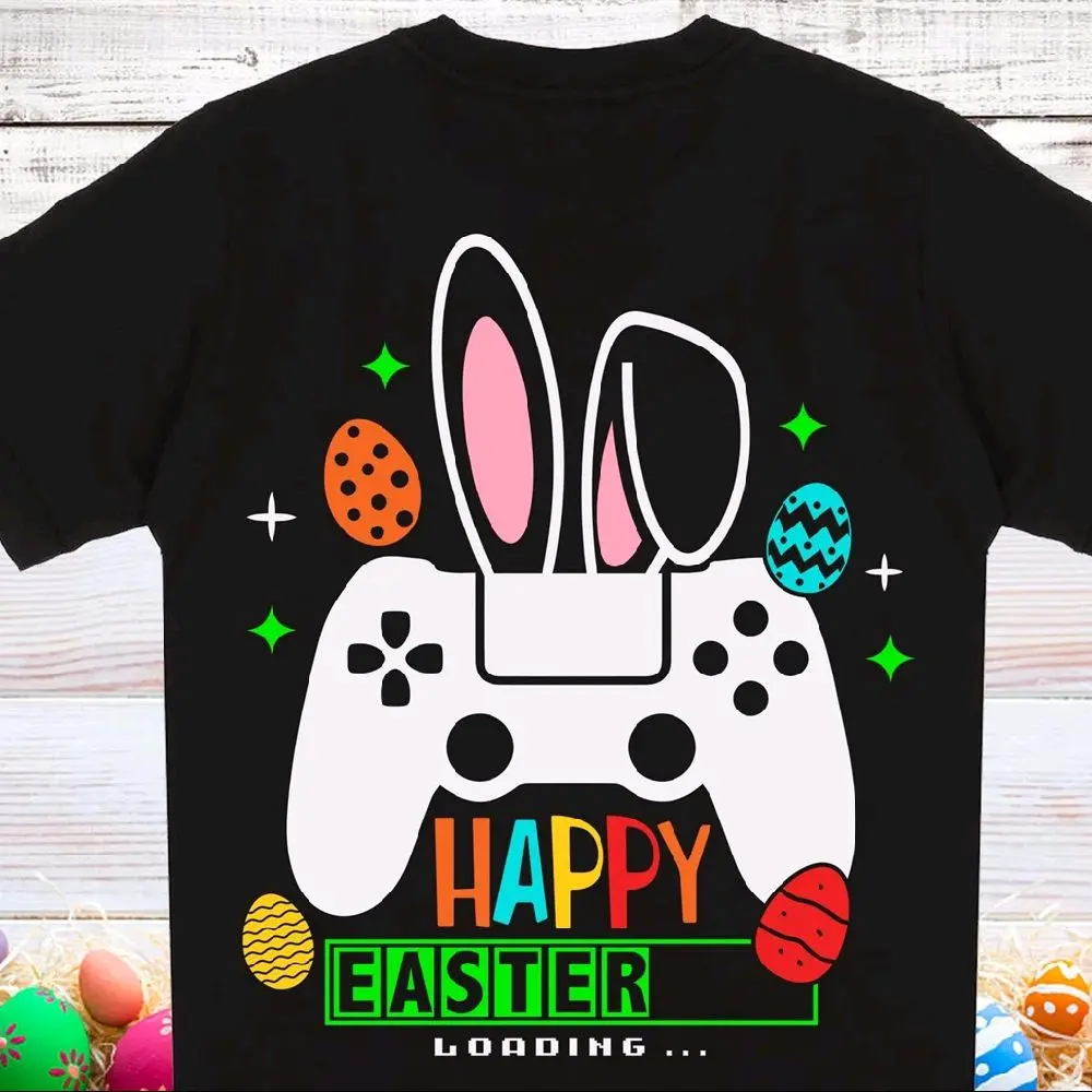 Easter Gamer T Shirt, Happy Easter Loading Tshirt, Easter Day Tee, boy girl, Kids Adults Cotton Comfort Crewneck Top
