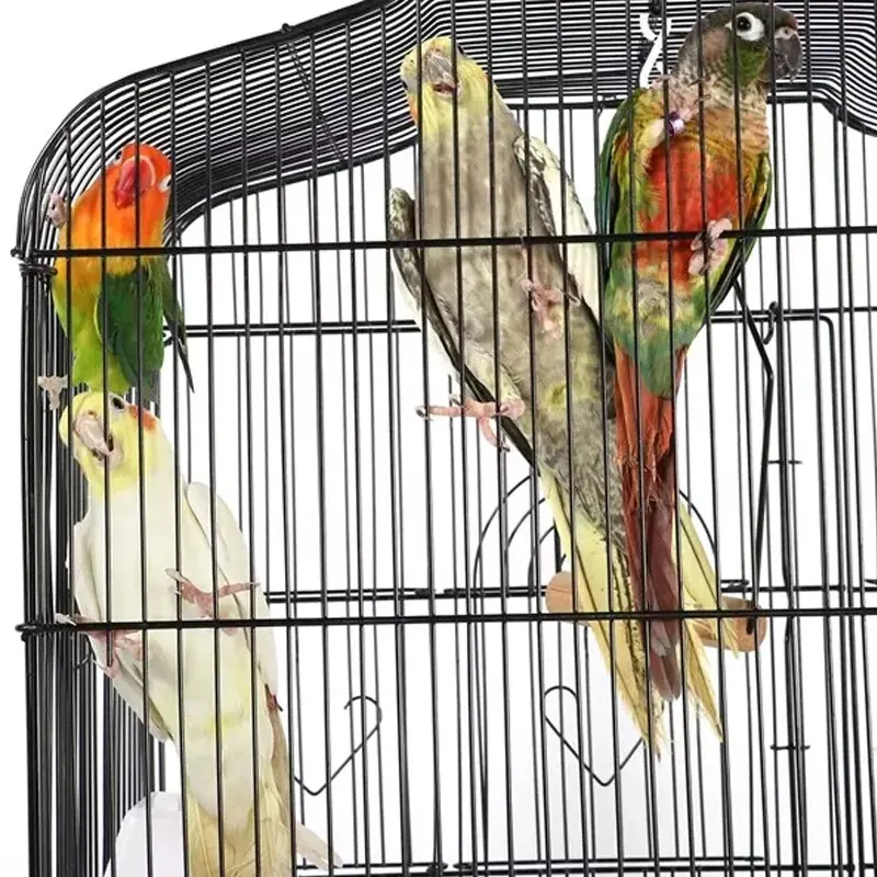 Budgie Cage Metal Parrot Bird Cage Open Top Bird Aviary for Cockatiels Canaries- 7