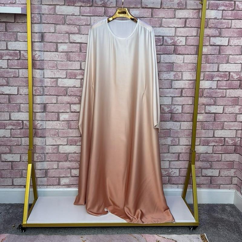 Ombré Luxe Satin Batwing Kaftan Abaya Dress One Size (UK 6-26) With Inside Belt Length 54 inches Inside Belt 2