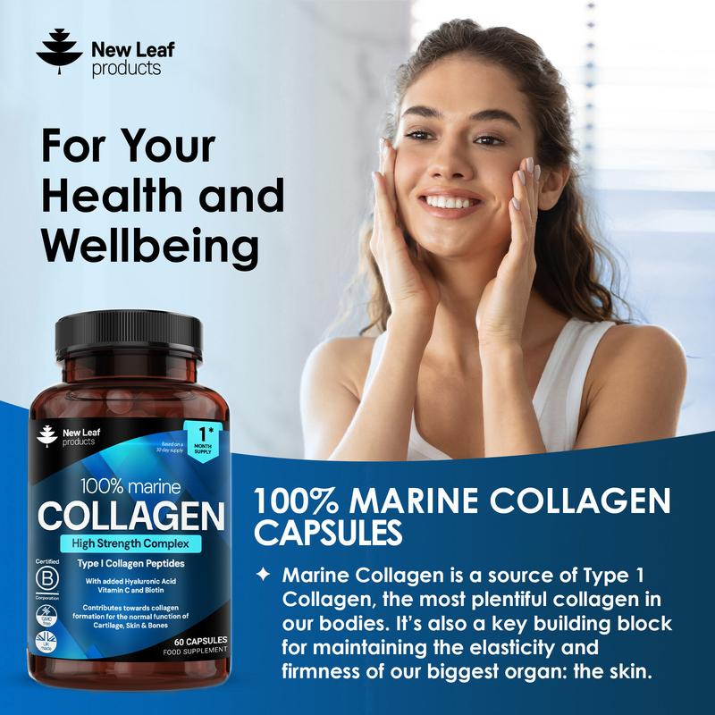 Super Collagen Supplement Type 1 Hydrolysed 100% Marine Collagen Capsules + Hyaluronic Acid, Vitamin C and Biotin 2