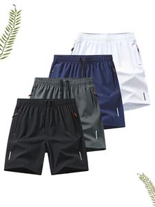 Men's Solid Color Breathable Quick Drying Shorts, Casual Comfy Shorts for Summer, Men's Bottoms for Beach Vacation