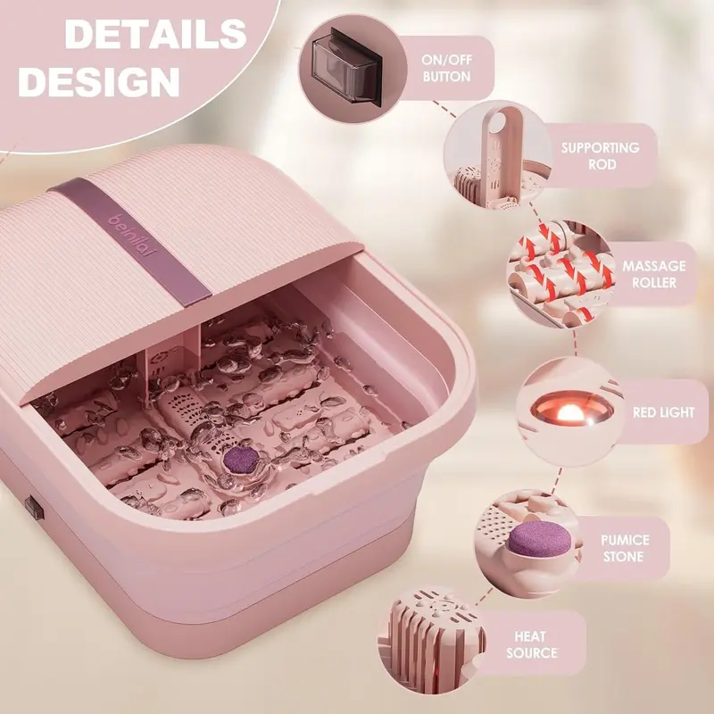 Beinilai Collapsible Foot Spa and Massager with Heat, Bubbles, Vibration & Pumice Stone | Buy Online at Amizek 5