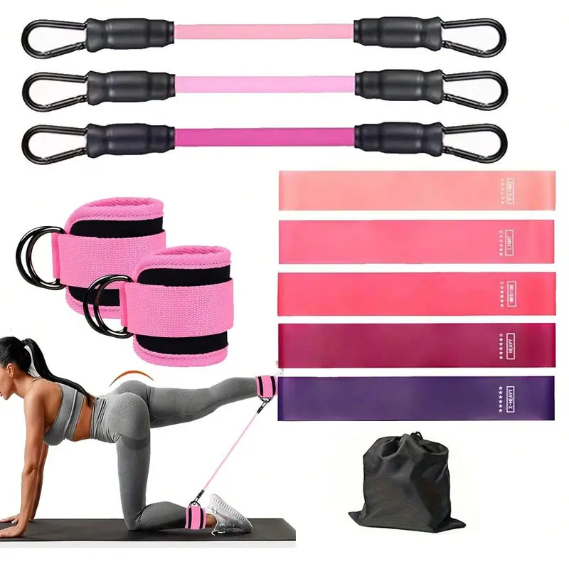 Ankle Resistance Bands, Ankle Bands for Working Out with Cuffs, Resistance Bands for Leg Butt Training Workout Equipment for Kickbacks Hip Gluteus Training Exercises, Ankle Strap with Exercise Bands resistant bands Fitness ankle resistance 2