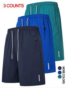Men's Solid Color Drawstring Waist Shorts, Casual Regular Fit Zipper Pocket Shorts for Summer, Men's Bottoms for Daily Wear
