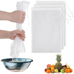 Straining Nylon Nut Milk Bag 3 Pack 24 x 36cm Fine Mesh Cheese Cloth Multiple Usage Reusable Food Strainer for Basting Turkey Canning Cheese-Making Straining Crafting Juice Coffee Yogurt Tea- White Kitchen Utensils