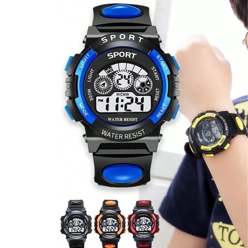 Shock-Resistant Youth Digital Watches With Alarm, Calendar, Chronograph Multifunction
