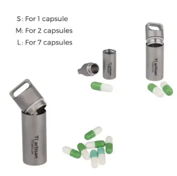 Tiartisan Titanium Mini EDC Tools Portable Sealed Medicine Bottle Home Outdoor Pill Box Waterproof Titanium Pill container 4