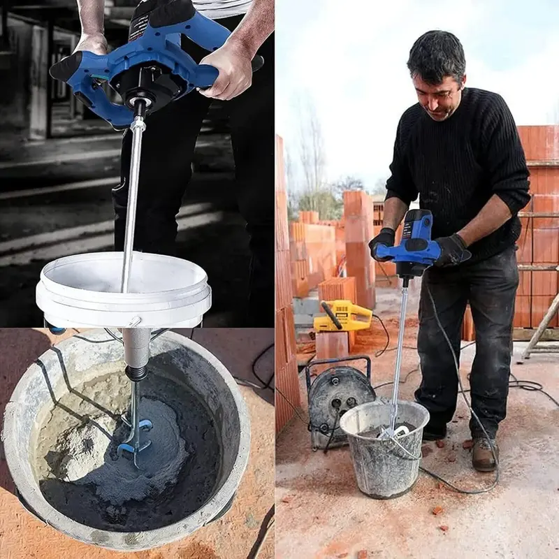 2800W Concrete Mixer Machine Paddle Mixer 1700 U/min Electric Power Plaster Mixer Adjustable 6 Speed Stirrer Electric Mix Stirring Tool M14 Mixing Rod Heavy Duty Electric Paddle Plaster Plastering Mortar Paint Mixer Mixing Machine with 2M Power Cable 7