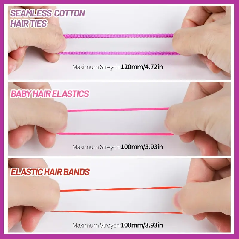 Elastic Hair Bands Hair Ties for Little Girls, Hair Rubber Bands with Tail Hair Tools, Snap Hair Clips, Baby Hair Bobbles for Girls, Pin Tail Comb, Hair Accessories for Kids, Thin Hair Bands 6