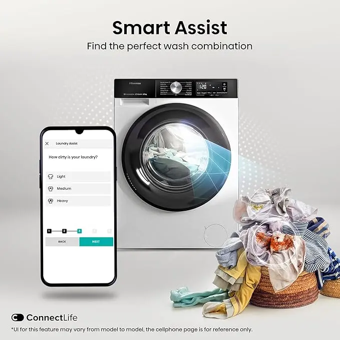 Hisense 3S Series WD3S8043BW3 Wifi Connected 8Kg / 5Kg Washer Dryer with 1400 rpm - White - A/D Rated [Energy Class D] 3