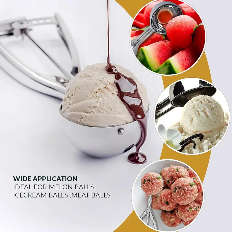 Ice Cream Scoops with Easy Trigger - Large Sized (6.3cm) 304 Stainless Steel Cookie Scoop for Meatballs, Mellon Balls, Mashed Potatoes and Muffins 5