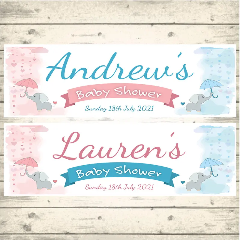 2 Personalised Baby Shower Banners - Girl, Boy, Unisex Girl, Unisex Boy 1