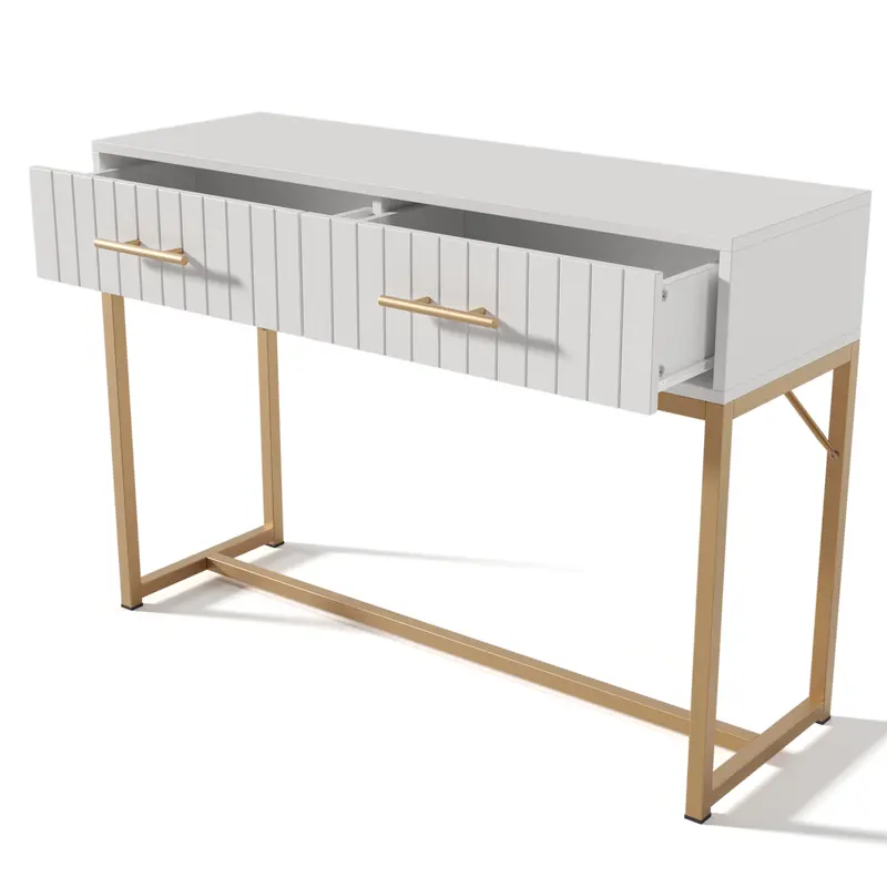 Dressing Table With 2 Drawers 75 Cm High ,Chest Of Drawers Bedroom Highboard White Sideboard Chest Of Drawers for Bedroom, White -H76.5/W100/D45 cm 6