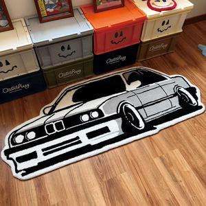 Cartoon Car Shaped Rug, Soft Plush Floor Mat, Decorative Carpet for Home Living Room Bedroom, Vanity Decor Accessories, Gift for Boy, Cartoon Pattern Rug