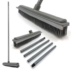 Rubber Broom - Grey - Amazing Pet Hair Remover For Carpets with Squeegee
