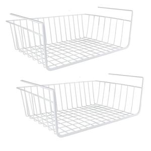 Under Shelf Storage Basket, 2-Pack Under Shelf Hanging Metal Wire Storage Basket Organizer for Kitchen, Office, Pantry, Bathroom, Cabinet