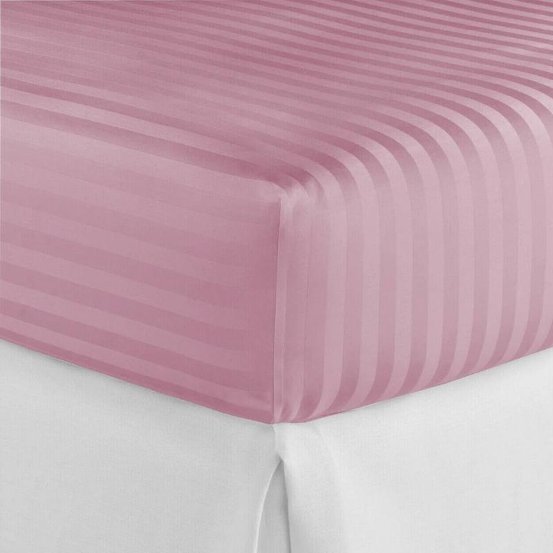 White Stripe Fitted Sheet King Size – Soft Polycotton Satin Stripe, Breathable & Wrinkle-Free Bed Sheet, Hotel Quality Bedding 7