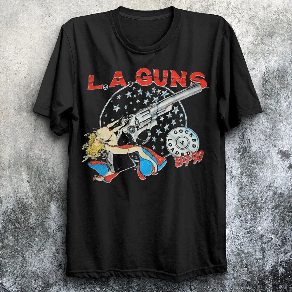 Hot LA GUNS 1989 Cocked & Loaded Tour Short Sleeve Men S-5XL Shirt