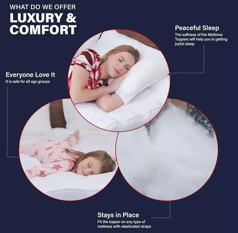 Premium Mattress Topper  4-Inch/10cm Extra Deep  Microfiber Hotel Quality Mattress Topper Super Soft and Fluffy Mattress Topper with Box Stitching for Enhanced Comfort 3