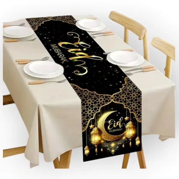 Ramadan Kareem Eid Mubarak Table Runner for Islamic Muslim Party