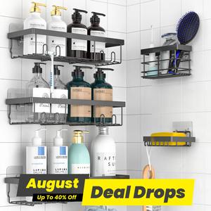 Shower Caddy Shelf Organizer Rack, Self Adhesive Bathroom Water Proof Shelves Basket, Bathroom Accessories Organizer Storage Rack Set, Home & Kitchen Decor No Drilling, Gift, Shampoo Organizer