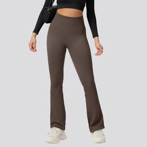 OQQ Women's Yoga Pants Seamless Ribbed High Waist Bell Bottoms Flare Leggings