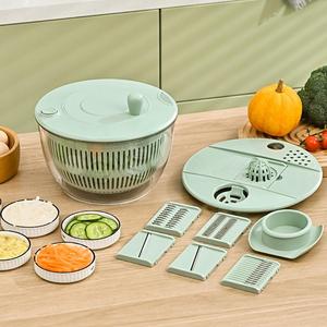 Vegetable Salad Slicer, 1 Set Multifunctional Vegetable Chopper with Drain Basket, Household Fruit & Vegetable Cutter, Kitchen Utensils & Gadgets