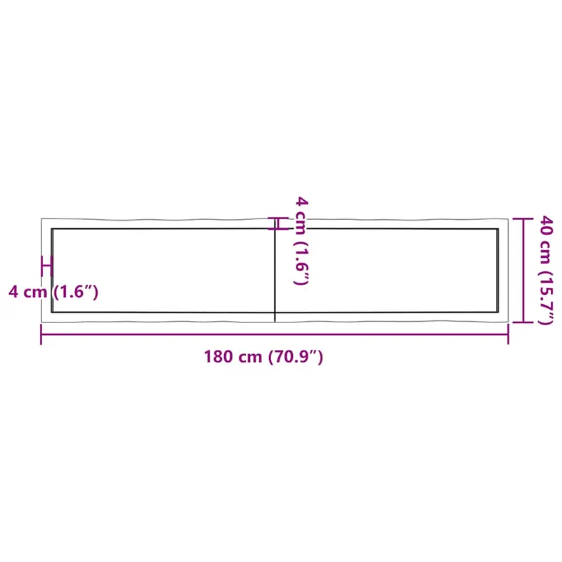 Table Top Dark Brown 180x40x(2-6) cm Treated Solid Wood Live Edge 8