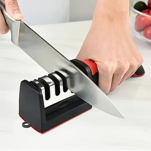 Multifunctional 3-level Professional Knife Sharpener - Tungsten Steel, ABS and Ceramic Sharpening Stones - Easy to Hang, Kitchen Supplies, Suitable for Chef's Knives
