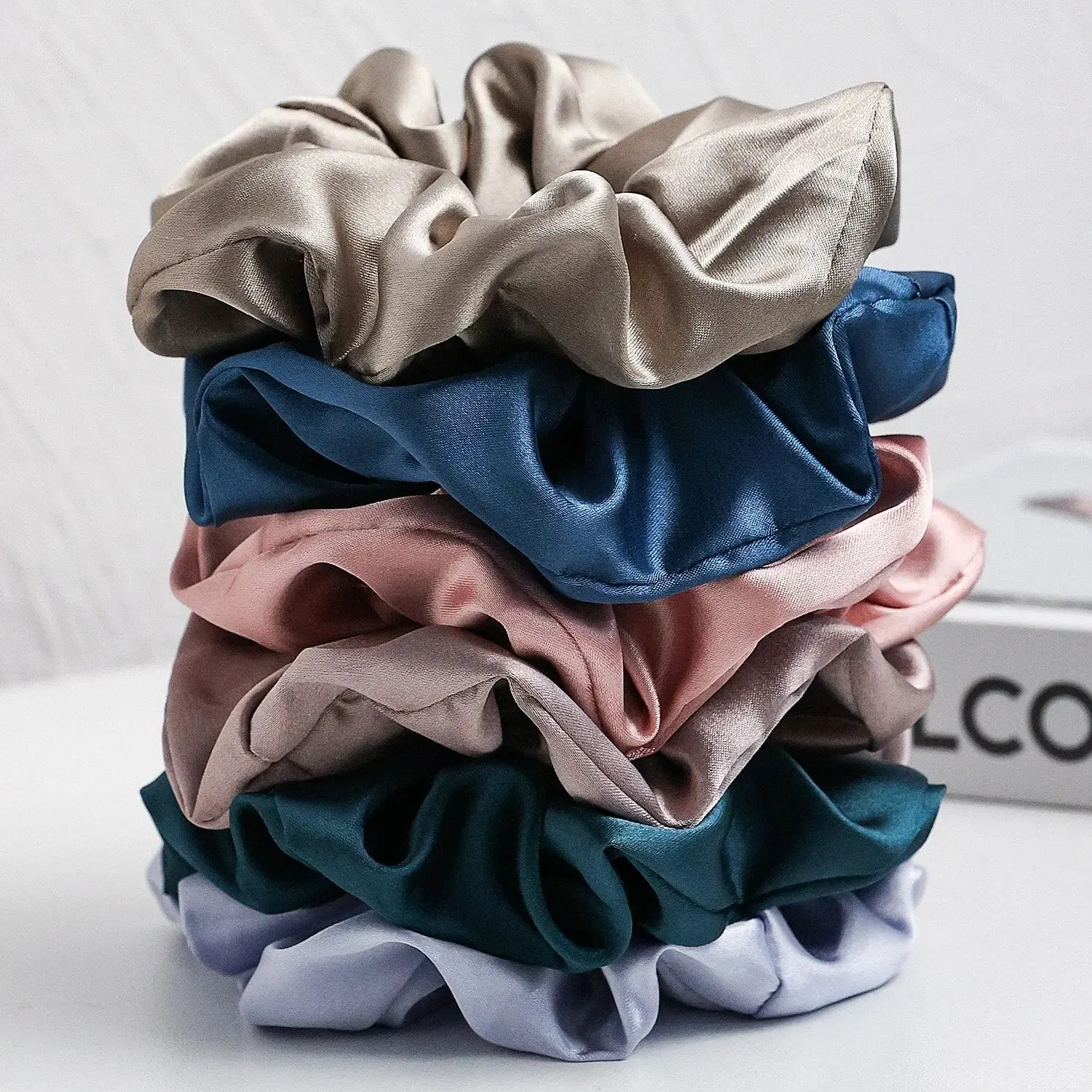 6-Piece Satin Scrunchie Set – Large, Soft Hair Ties for Women