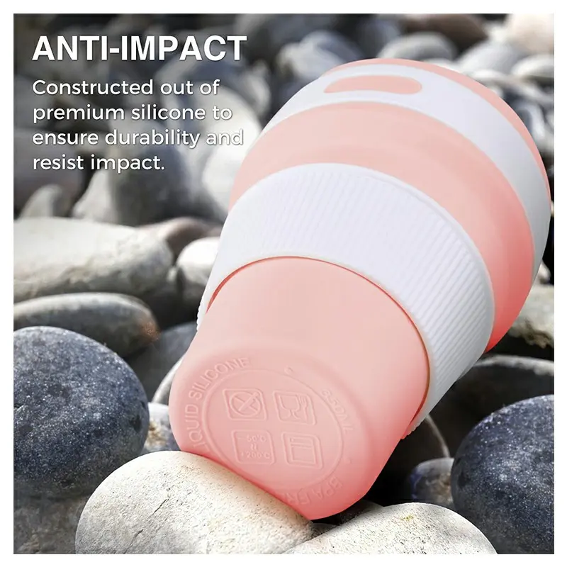 Collapsible Silicone Telescopic Water Bottle Foldable Portable Leakproof Cup - Pink Drinkware Beverage 8