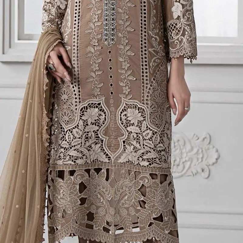 Maria b new arrival mocha embroidered and embellished outfit 2