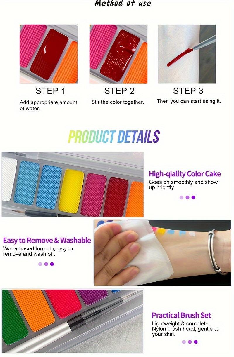 Product Introduction of 10 Colors Water Activated Eyeliner Palette With Fine Liner Brush Set, UV Glow Neon Fluorescent Face Body Paint Kit For Halloween Makeup Party Fancy Dress Beauty Makeup For Music Festival 2