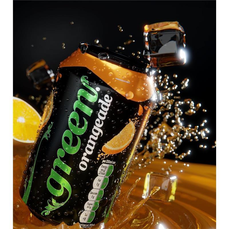 Green Orangeade Sparkling Soft Drink – Low Calorie, No Added Sugar, 24 Cans x 330ml Beverage Natural 2