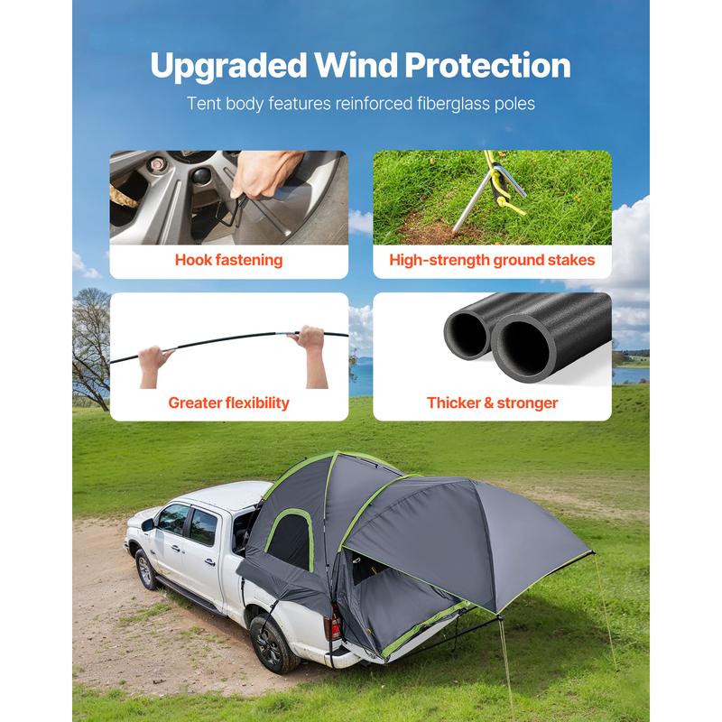 VEVOR Pickup Truck Tent, Fits 5.5-6.0 ft Truck Tents for Camping, Waterproof PU2000 mm 2-3 Person Sleeping Truck Bed Tent, Sturdy Truck Bed Camper Shell with Expandable Awning, Rainfly, Storage Bag 3