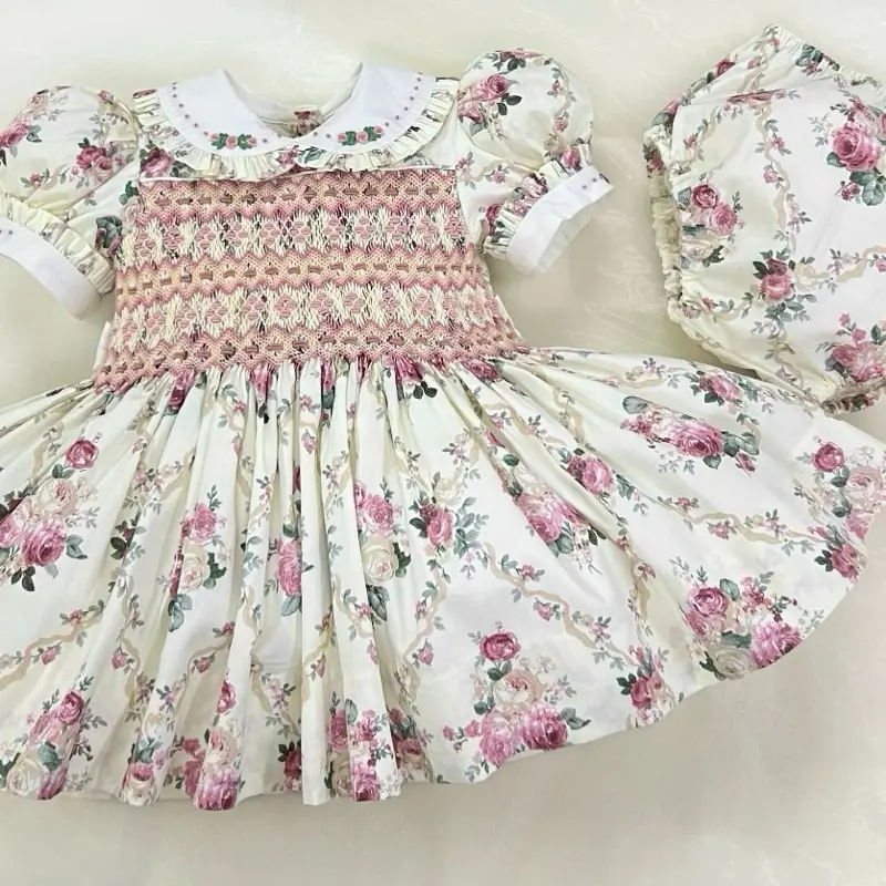 Vintage Floral Smock Dress smocked