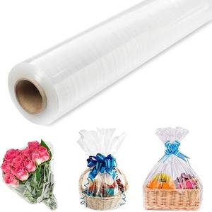 Clear Cellophane Wrap, 1 Roll Thick Cellophane Wrap Roll for Gift Basket Treats Goodie Bouquet Flower Wrapping, Gift Wrapping Supplies