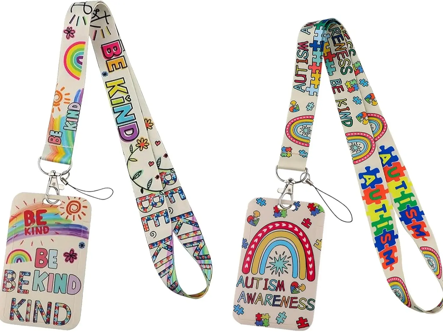 2PCS Autism Lanyard for Kids with Card Holder, Hidden Disability Lanyard for Name Tags, USB, and Keychains