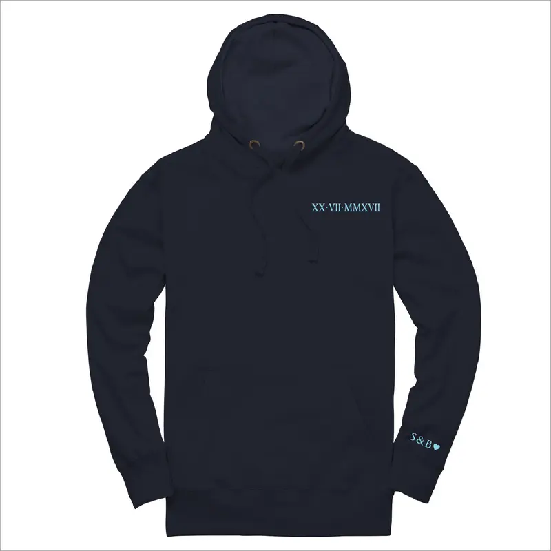 Custom Embroidered Roman Numeral Sweatshirt Hoodie Embroidery 3