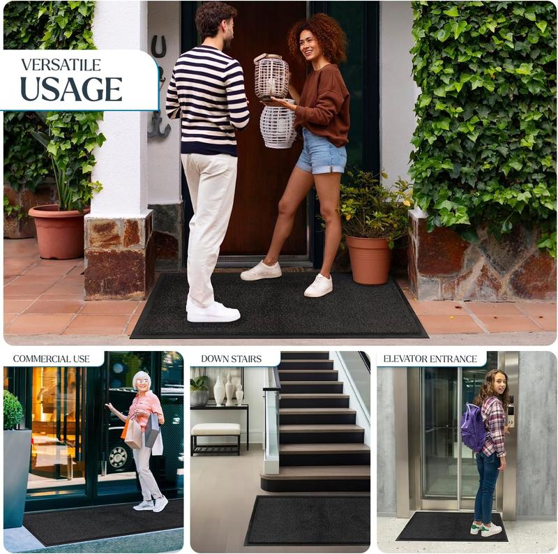 Washable Dirt Trapper Door Mats Indoor & Outdoor, Heavy Duty Non Slip Doormats, Stylish Rubber Backed Floor Mat, Super Absorbent Front Door Mat, Entrance Rug for Kitchen Plaid Non-slip gypsy home 3