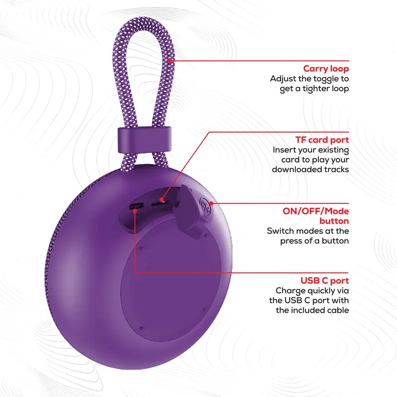 Rock Move Portable Bluetooth Speaker Purple - Perfect for Audio and Smartphone Use 3