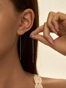 Women's Elegant Rhinestone Decorated Bowknot Design Dangle Earrings, Exquisite Trendy Dangle Earrings, Fashionable Jewelry for Women for Daily & Party Decoration