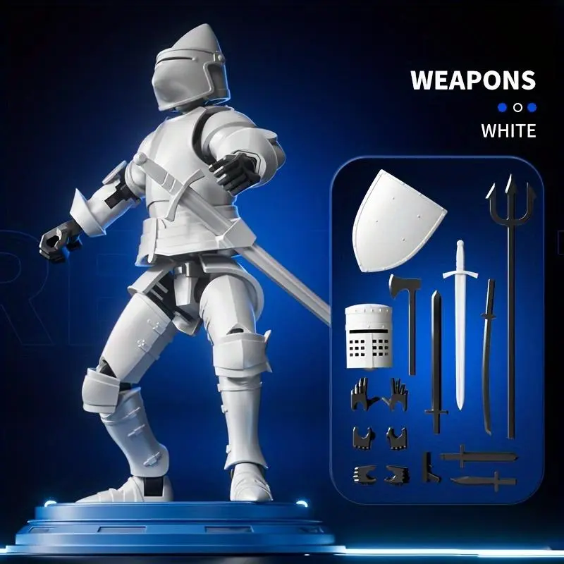 Action Figure Of NeslGenc Dummy-13 Armored Robot, T13 Multi-joint Figure, Knight Figure Desktop Toy With Weapons And Shield 4