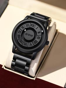 Men's Punk Style Magnetic Stainless Steel Strap Casual Water Resistant Round Dial Quartz Watch, Casual Trendy Analog Watch, Fashionable Watch for Daily & Party As Gift, Stainless Steel Wristwatch