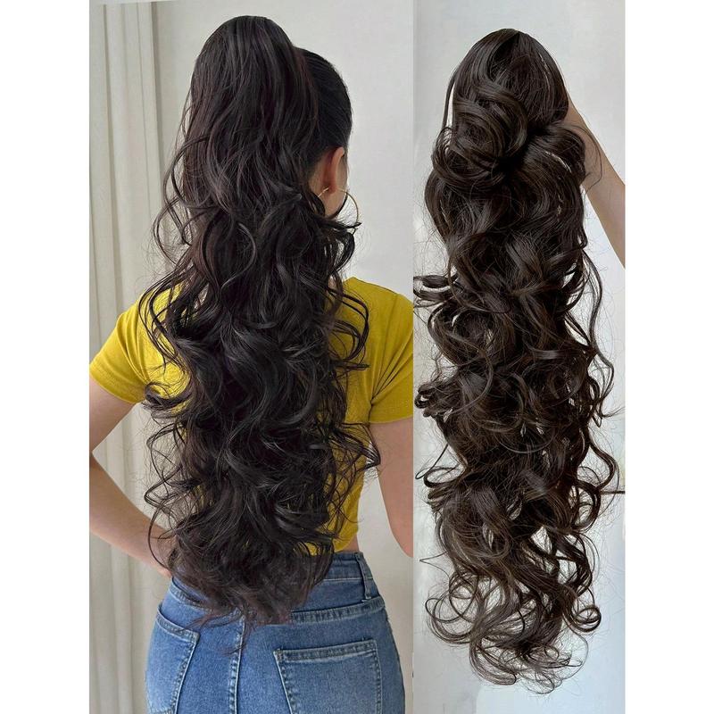 Ponytail Extensions Hair Long Water Wave Hair Heat Resistant Fiber Synthetic Hairpiece For Women Girls Party Daily Use 8