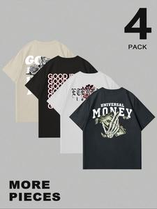 Men's Letter & Graphic Print Round Neck Tee, Loose Casual Short Sleeve T-shirt for Summer, Men's Top for Daily Wear