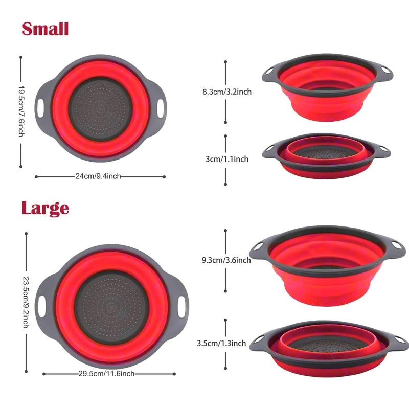 Collapsible Kitchen Strainer Set – 2PCS Food Strainers for Pasta & Vegetables 4