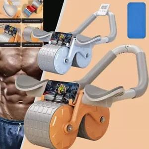 Automatic Rebound Fitness AB Roller with Elbow Support and Timer - Orange/Blue 2