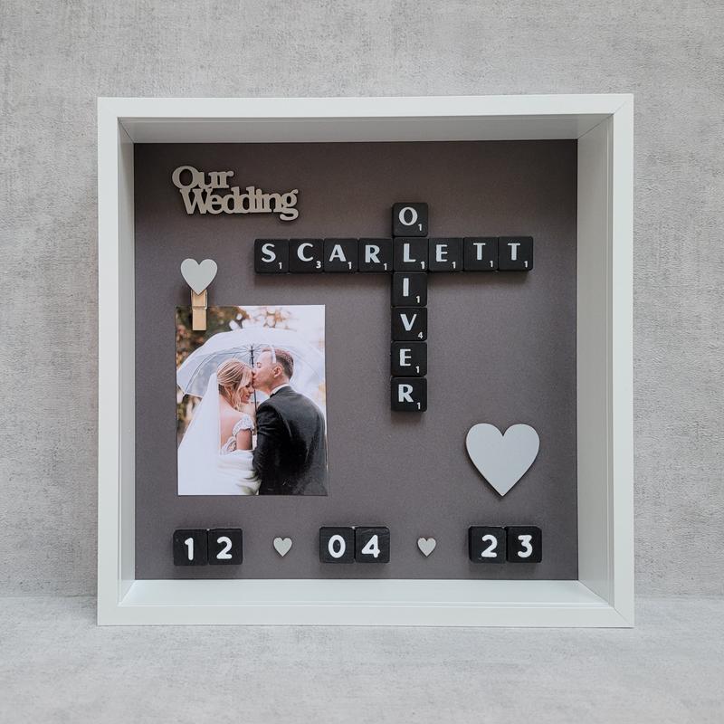 3. Love Photo Frame | Scrabble Picture | Scrabble Frame | Acrylic Frame - H27cm x W27cm x D6cm | Word Art | Personalised Handmade Gift | Any Occasion | Love Couples Relationship Valentine's Engaged Engagement Wedding Day Mr Mrs Anniversary Family New Home 5